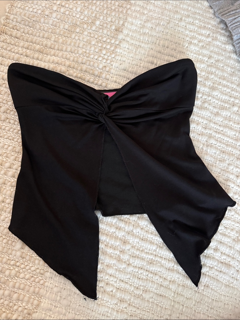EDIKTED Black Strapless Twist-Front Bandeau Top
